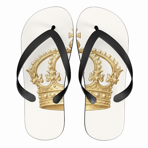 Gold Crown - funny flip flops by Ms Doodle