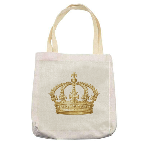 Gold Crown - printed canvas tote bag by Ms Doodle