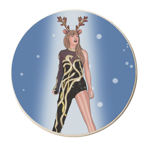 Gold Festive Reputation Era Print - personalised beer coaster by Drawings by Firefly