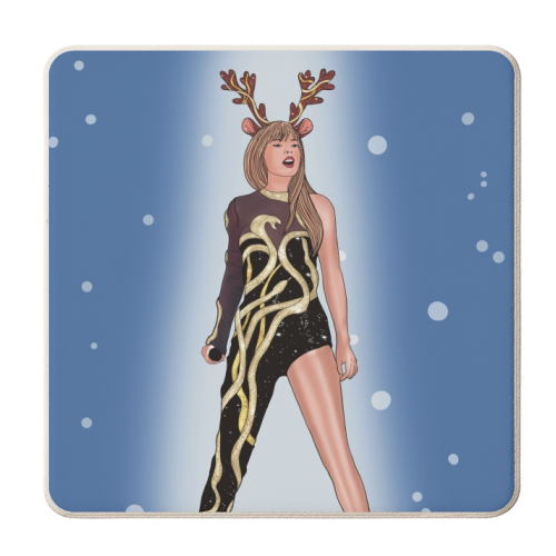 Gold Festive Reputation Era Print - personalised beer coaster by Drawings by Firefly