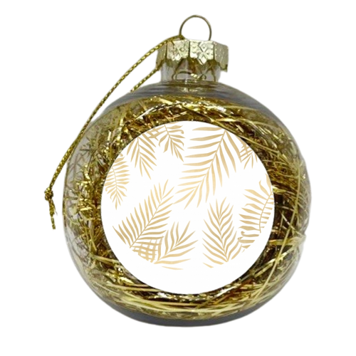 Gold palm leaves pattern - xmas bauble by Marta Olga Klara