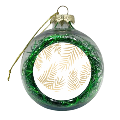 Gold palm leaves pattern - xmas bauble by Marta Olga Klara