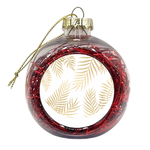 Gold palm leaves pattern - xmas bauble by Marta Olga Klara