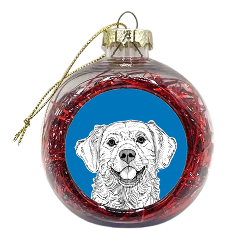 Golden Retriever ( blue background ) - xmas bauble by Adam Regester