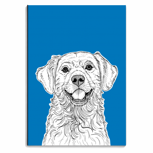 Golden Retriever ( blue background ) - personalised A4, A5, A6 notebook by Adam Regester