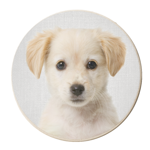 Golden Retriever Puppy - Colorful - personalised beer coaster by Gal Design