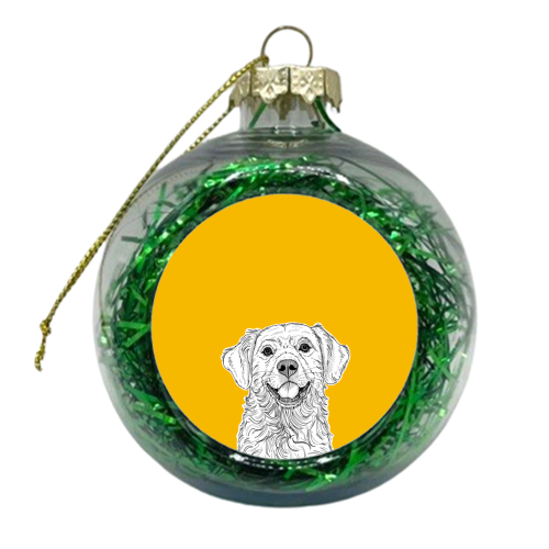 Golden Retriever ( yellow background ) - xmas bauble by Adam Regester