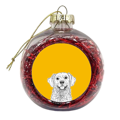 Golden Retriever ( yellow background ) - xmas bauble by Adam Regester