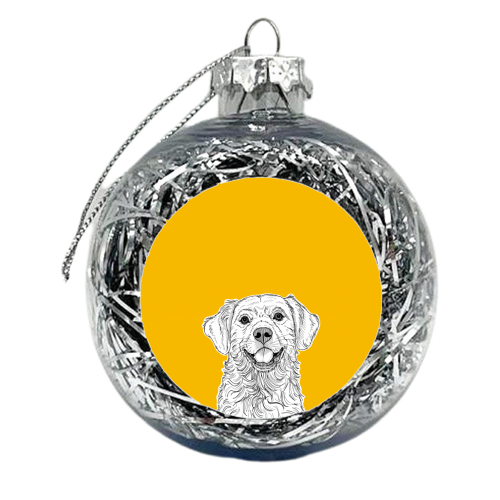 Golden Retriever ( yellow background ) - xmas bauble by Adam Regester