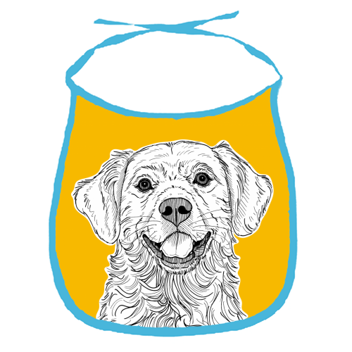 Golden Retriever ( yellow background ) - funny baby bib by Adam Regester