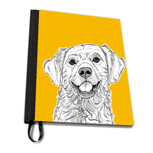 Golden Retriever ( yellow background ) - personalised A4, A5, A6 notebook by Adam Regester