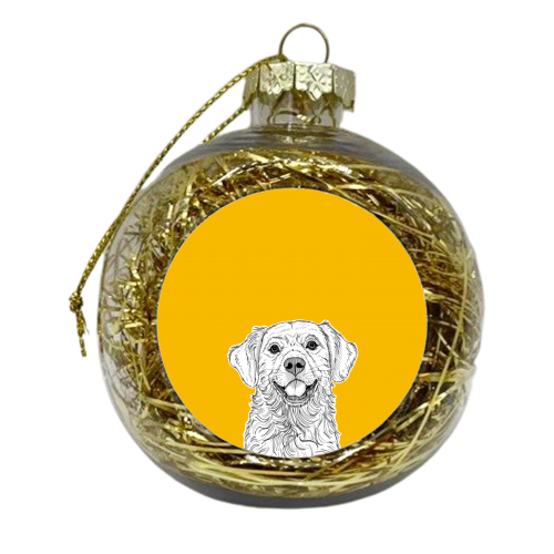 Golden Retriever ( yellow background ) - xmas bauble by Adam Regester