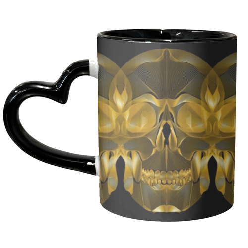 Golden Skull - unique mug by Suzanne Waters