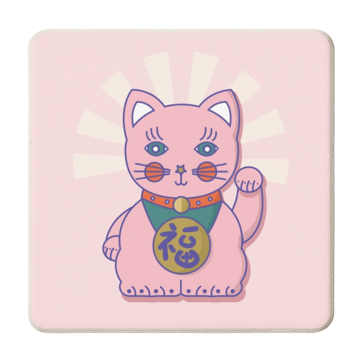 Good Luck Cat - personalised beer coaster by Ania Wieclaw