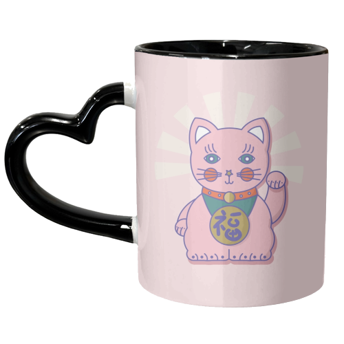 Good Luck Cat - unique mug by Ania Wieclaw