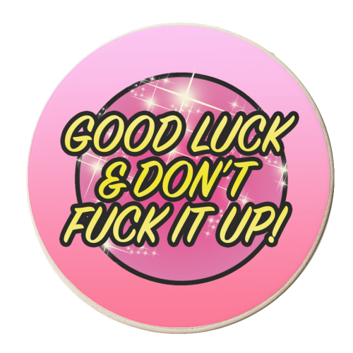 Good Luck - personalised beer coaster by Bite Your Granny