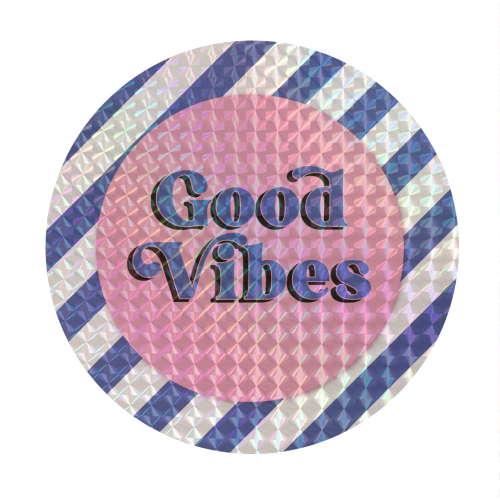Good Vibes - blue pink stripe! - Circle Sticker by Mad Philomena