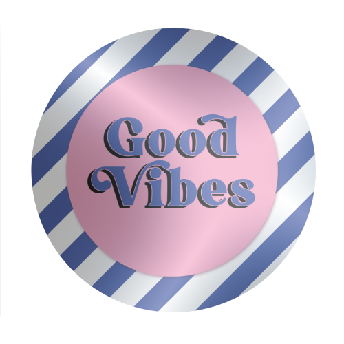 Good Vibes - blue pink stripe! - Circle Sticker by Mad Philomena