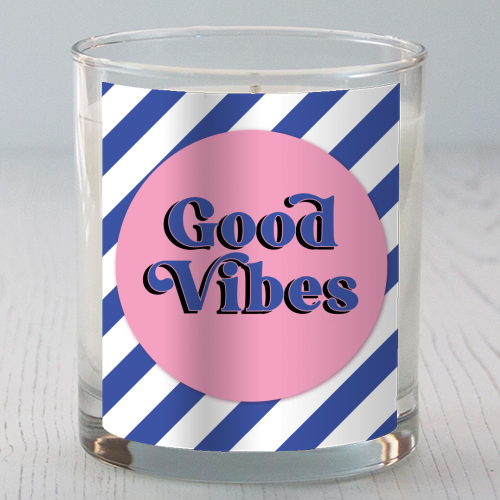 Good Vibes - blue pink stripe! - scented candle by Mad Philomena