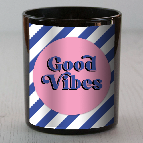 Good Vibes - blue pink stripe! - scented candle by Mad Philomena