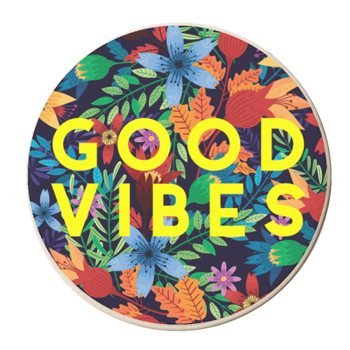 Good Vibes Flowers - personalised beer coaster by The 13 Prints