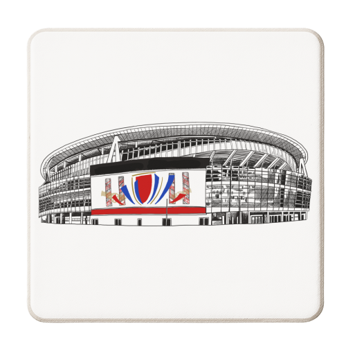 Gooners Football Stadium - personalised beer coaster by Katie Clement