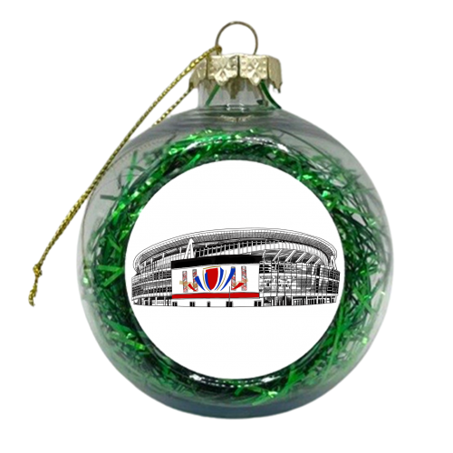 Gooners Football Stadium - xmas bauble by Katie Clement
