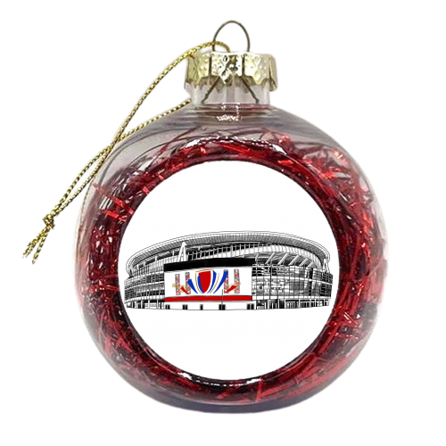 Gooners Football Stadium - xmas bauble by Katie Clement