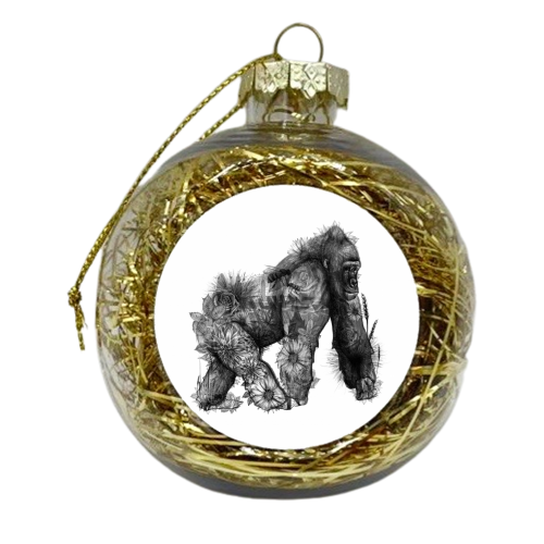 Gorilla Florals - xmas bauble by Charlotte Jade O'Reilly