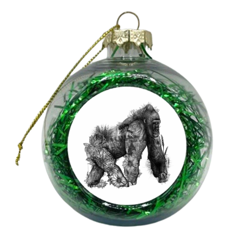 Gorilla Florals - xmas bauble by Charlotte Jade O'Reilly