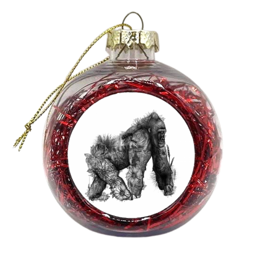 Gorilla Florals - xmas bauble by Charlotte Jade O'Reilly