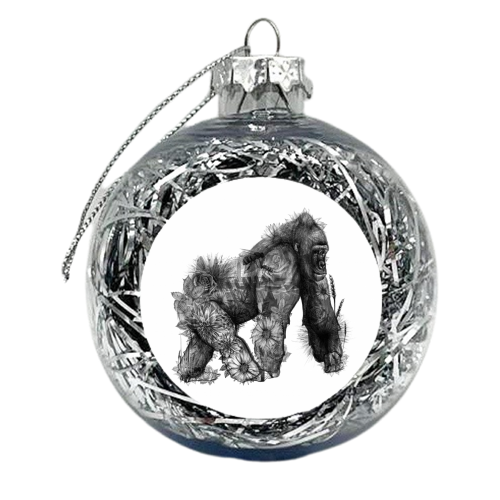 Gorilla Florals - xmas bauble by Charlotte Jade O'Reilly