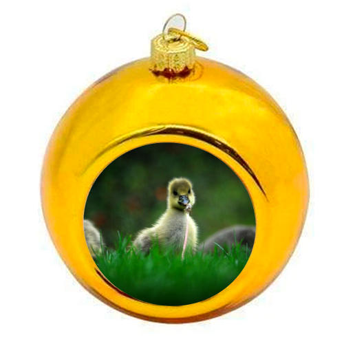 Gosling in Rain - colourful christmas bauble by Lordt