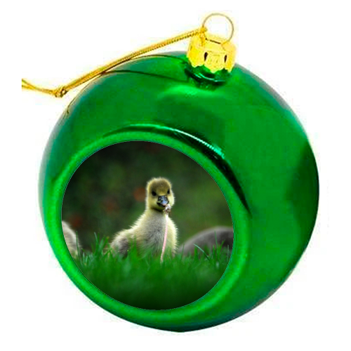 Gosling in Rain - colourful christmas bauble by Lordt