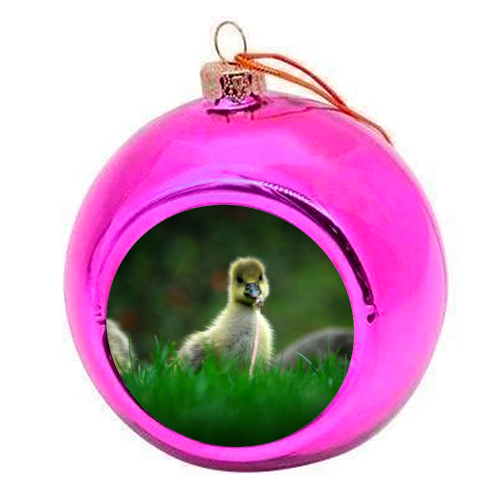 Gosling in Rain - colourful christmas bauble by Lordt