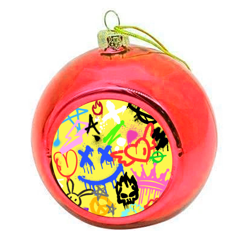Graffiti - colourful christmas bauble by Faith Mercer