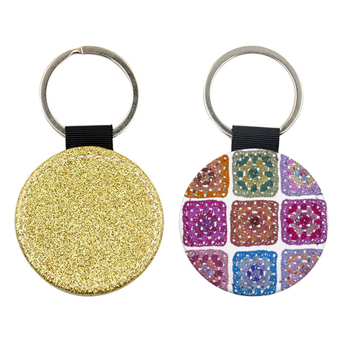 Granny squares crochet design - keyring by PixieDrew