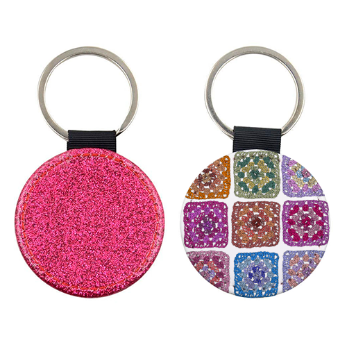 Granny squares crochet design - keyring by PixieDrew