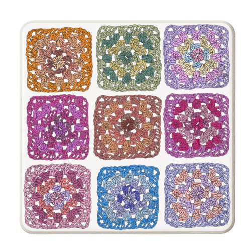 Granny squares crochet design - personalised beer coaster by PixieDrew