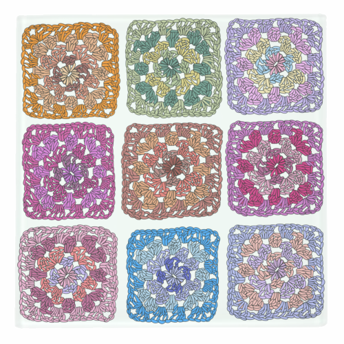 Granny squares crochet design - personalised beer coaster by PixieDrew