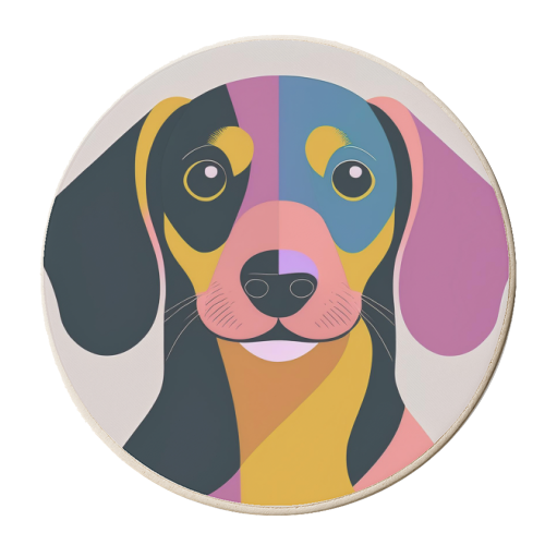 Graphic Dachshund Dog Portrait - personalised beer coaster by Adam Regester