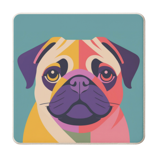 Graphic Geo Style Pug Dog Portrait - personalised beer coaster by Adam Regester