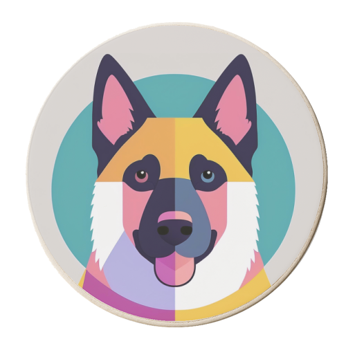 Graphic German Shepherd Dog Portrait - personalised beer coaster by Adam Regester
