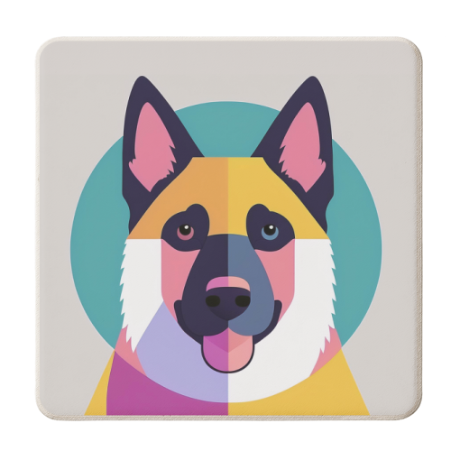 Graphic German Shepherd Dog Portrait - personalised beer coaster by Adam Regester