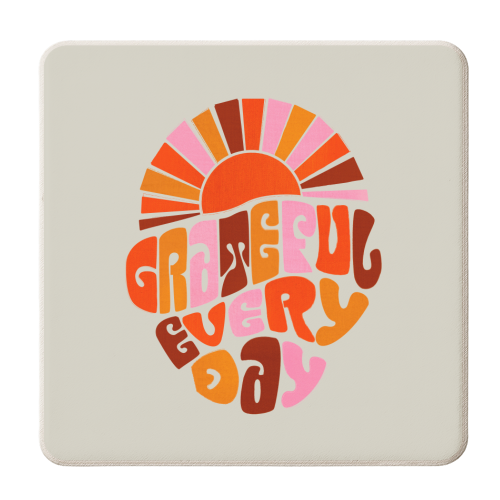 Grateful Everyday - 70s Hippie Style - personalised beer coaster by Ania Wieclaw