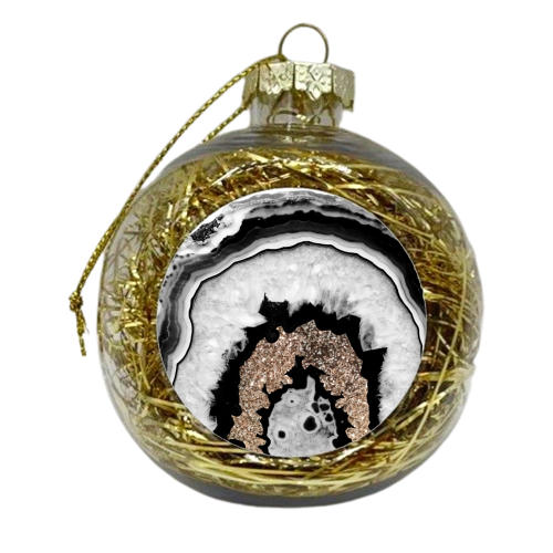 Gray Black White Agate with Gold Glitter #1 #gem #decor #art - xmas bauble by Anita Bella Jantz