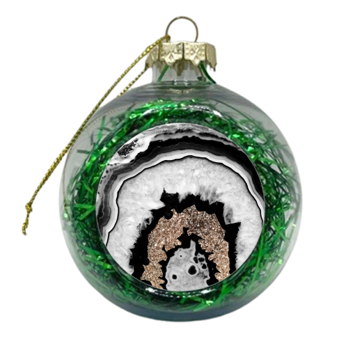 Gray Black White Agate with Gold Glitter #1 #gem #decor #art - xmas bauble by Anita Bella Jantz