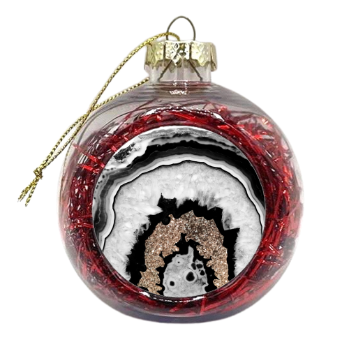 Gray Black White Agate with Gold Glitter #1 #gem #decor #art - xmas bauble by Anita Bella Jantz