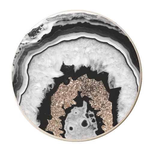 Gray Black White Agate with Gold Glitter #1 #gem #decor #art - personalised beer coaster by Anita Bella Jantz