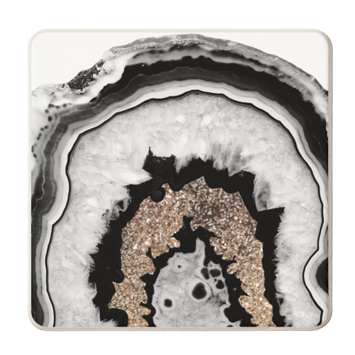 Gray Black White Agate with Gold Glitter #1 #gem #decor #art - personalised beer coaster by Anita Bella Jantz